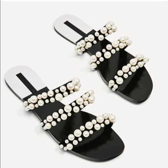 Zara Shoes - Zara Triple Pearl Strap Sandal Blogger Favorite Sz:6